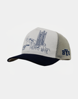 BYU Bunker Trucker Hat Natural Navy Campus