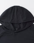 Hooded Cardinal Long Sleeve Black Workout Shirt - Cardinal