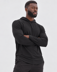Hooded Cardinal Long Sleeve Black Workout Shirt