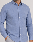 Phenom Professional Navy Blue Plaid Long Sleeve Men's Dress Shirt - Navy