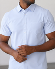 Phenom Classic Light Blue Short Sleeve Dress Shirt - Blue