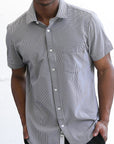 Phenom Classic Black Plaid Short Sleeve Dress Shirt