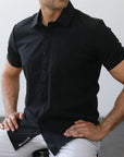 Phenom Classic Black Short Sleeve Dress Shirt - Black