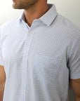 Phenom Classic Light Blue Gingham Short Sleeve Dress Shirt
