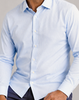 Phenom Professional Light Blue Striped Long Sleeve Men's Dress Shirt
