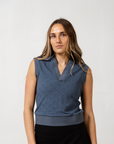 Titan Womens Blade Sleeveless Polo Slate Blue