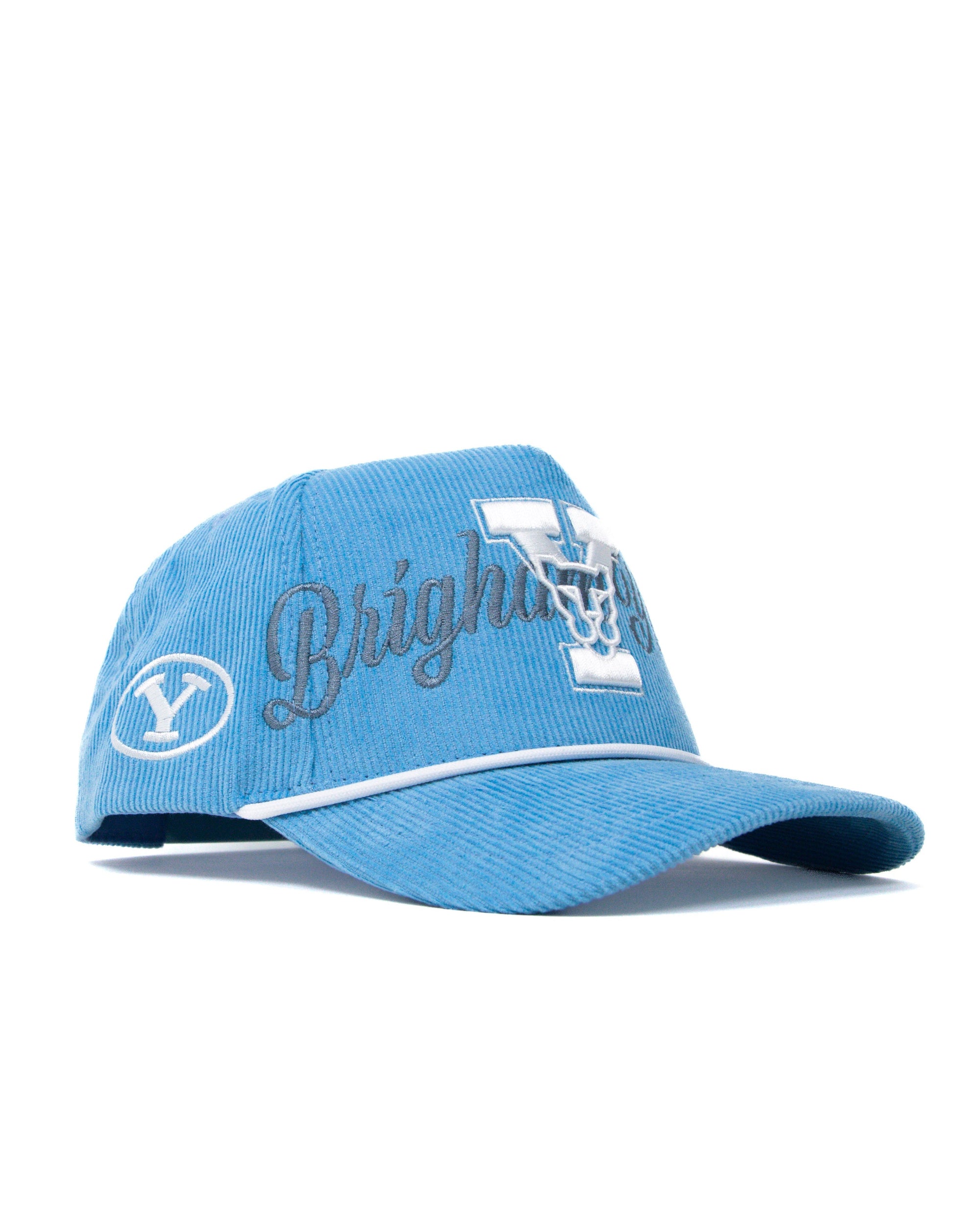 Powder Blue Corduroy Cougar Y Rope Hat - Blue