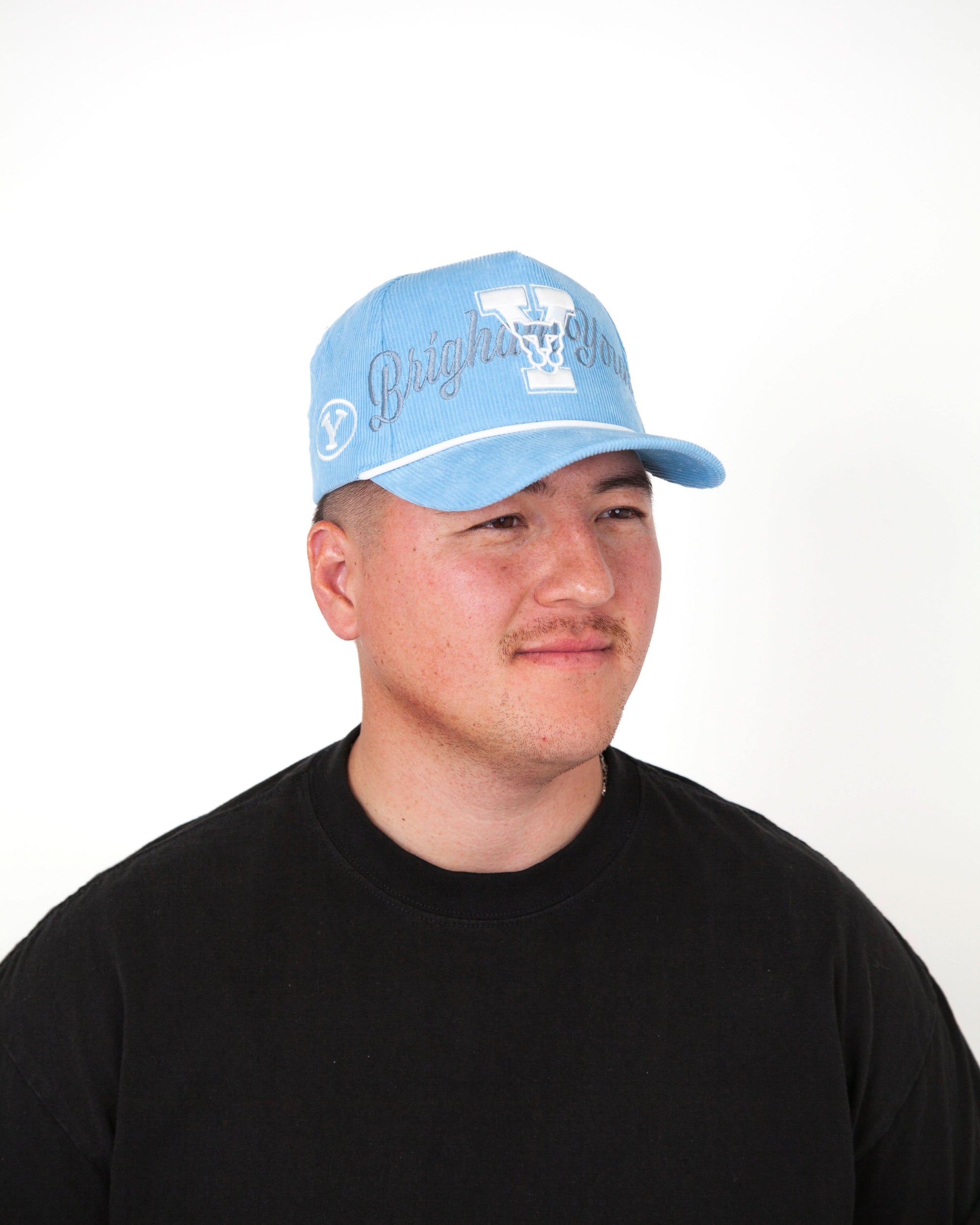 Powder Blue Corduroy Cougar Y Rope Hat - Blue