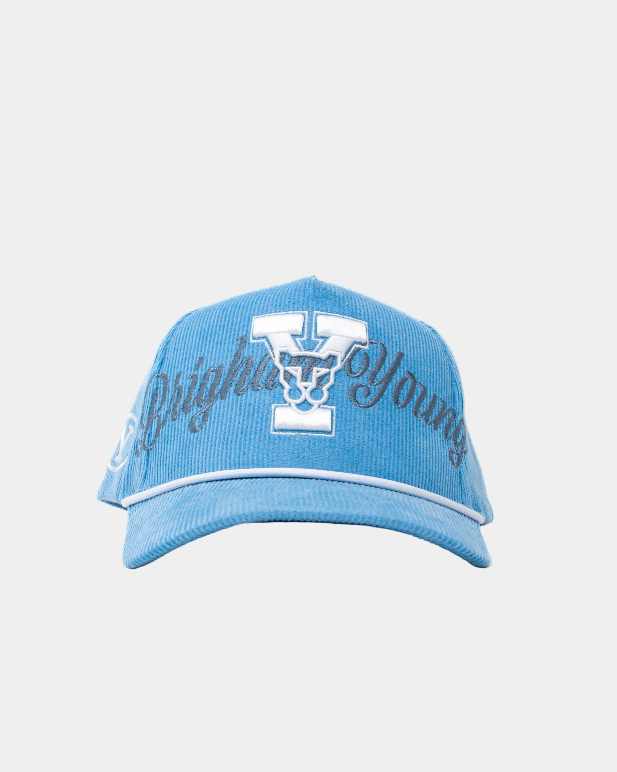 Powder Blue Corduroy Cougar Y Rope Hat - Blue
