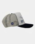 BYU Bunker Trucker Hat Natural Navy Campus