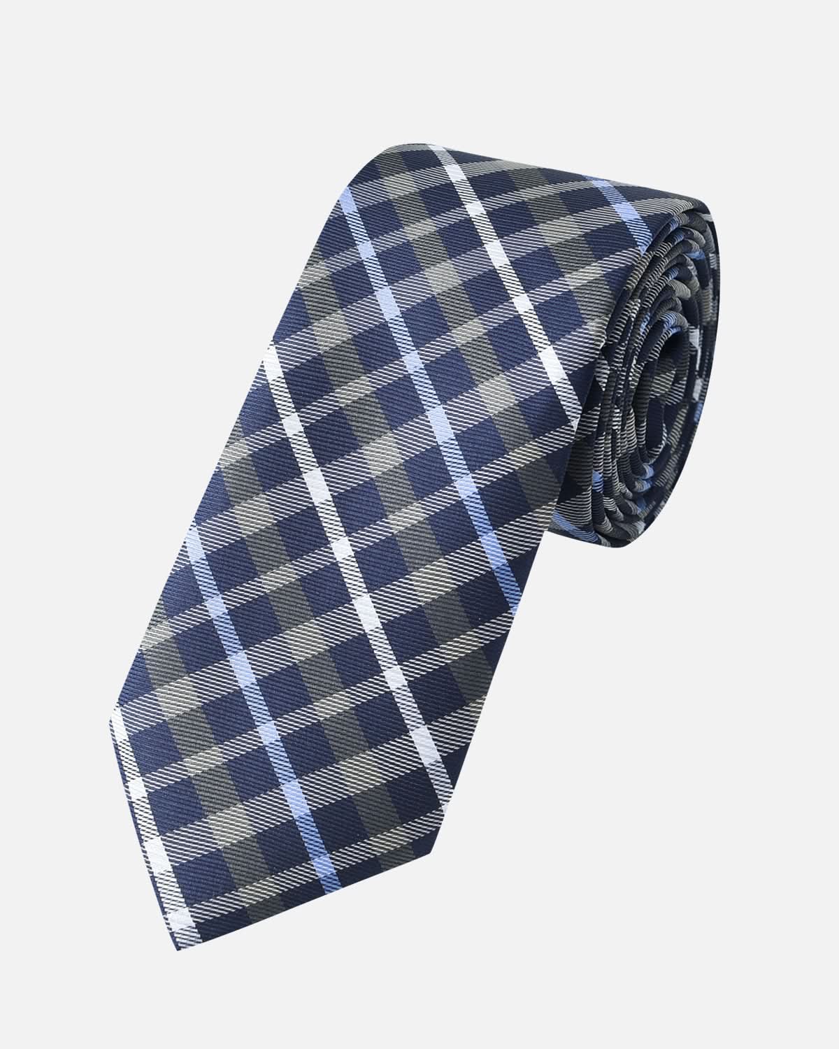 Immortal Charcoal Powder Blue &amp; Navy Striped Tie - Blue &amp;