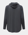 Hooded Cardinal Long Sleeve Charcoal Workout Shirt