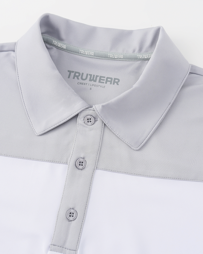 Crest 1.0 White &amp; Grey Polo