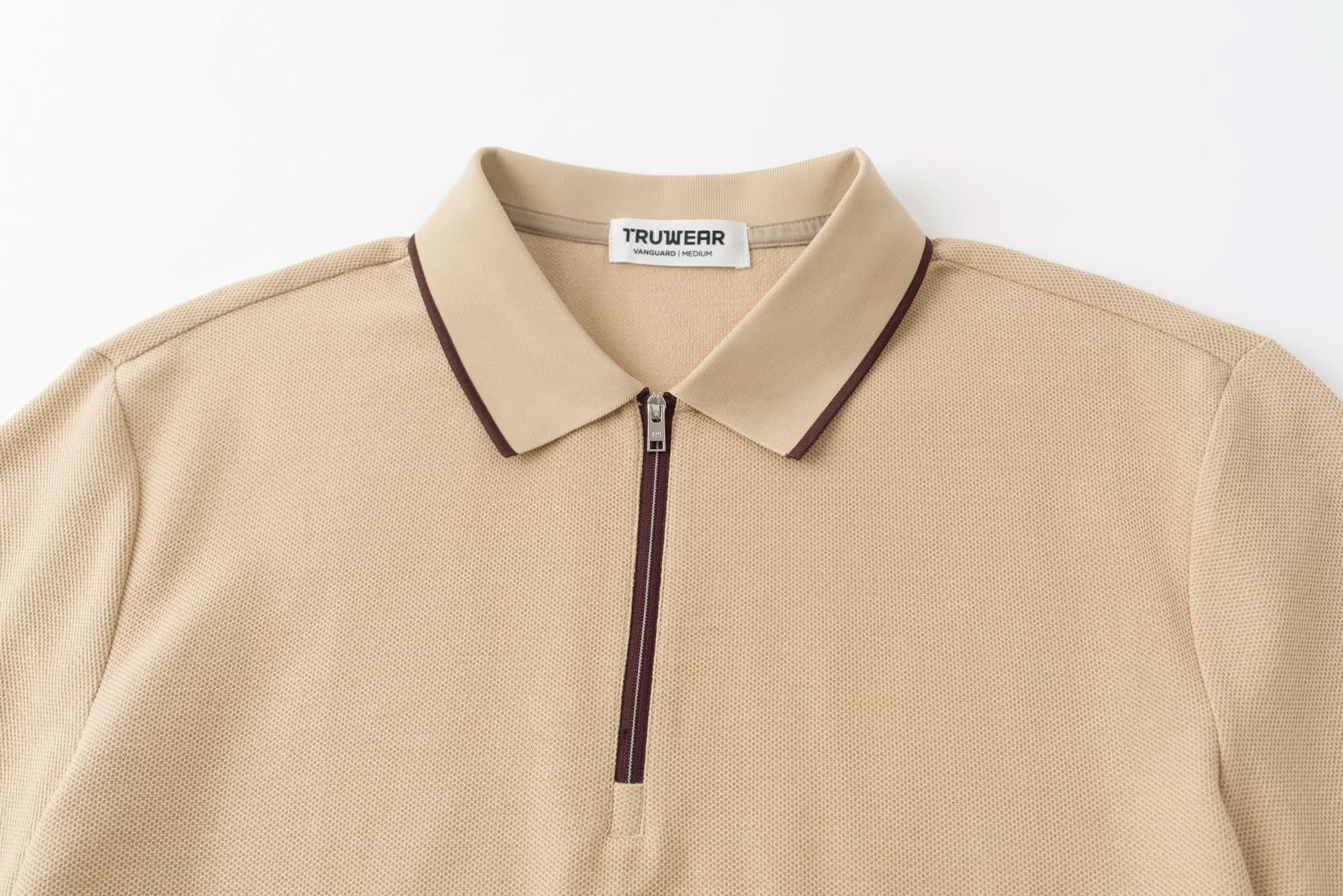 Vanguard Zip Polo Tan Collar