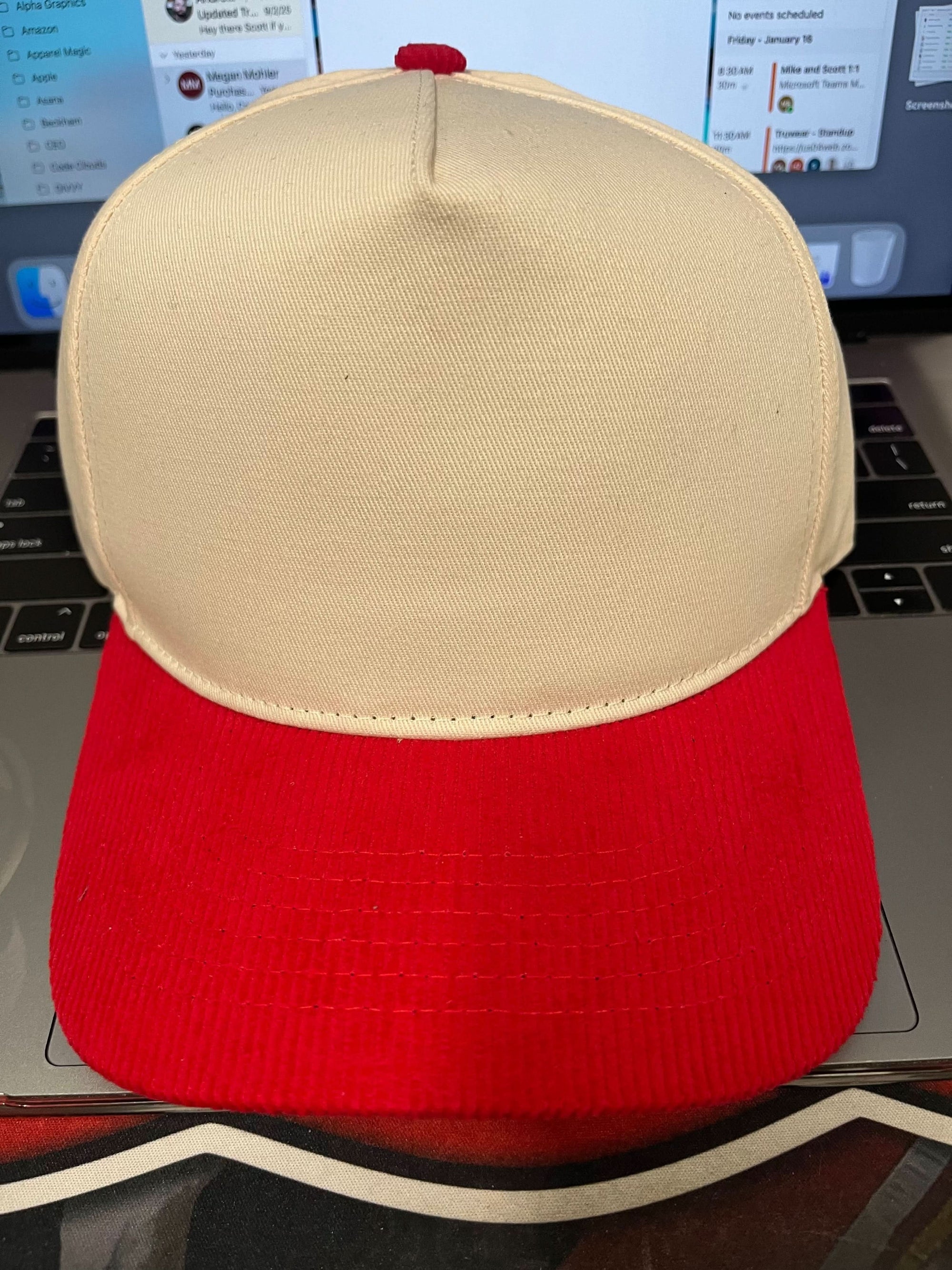 Natural Fade Hat Red Corduroy Brim - Natural