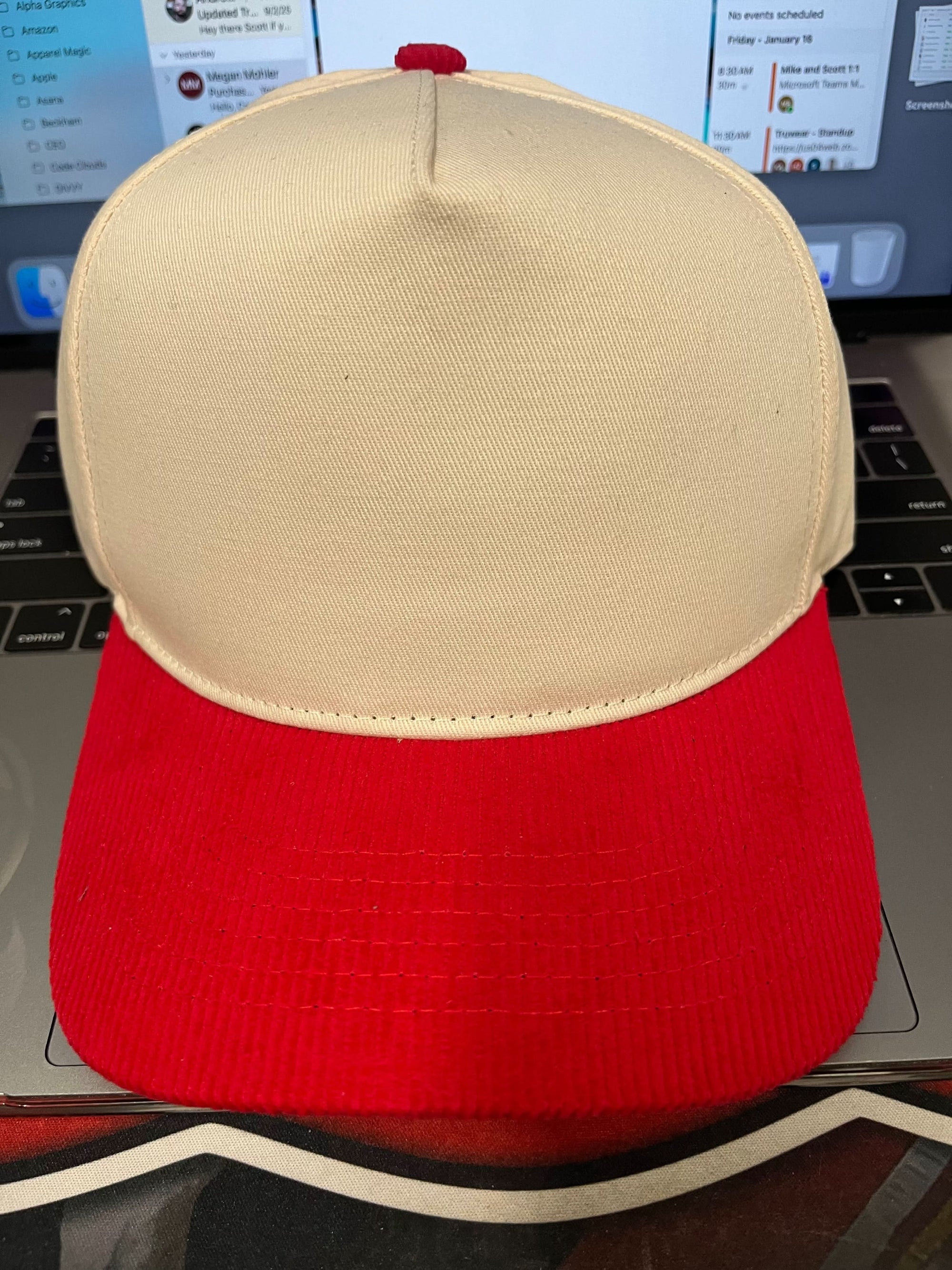 Natural Fade Hat Red Corduroy Brim - Natural