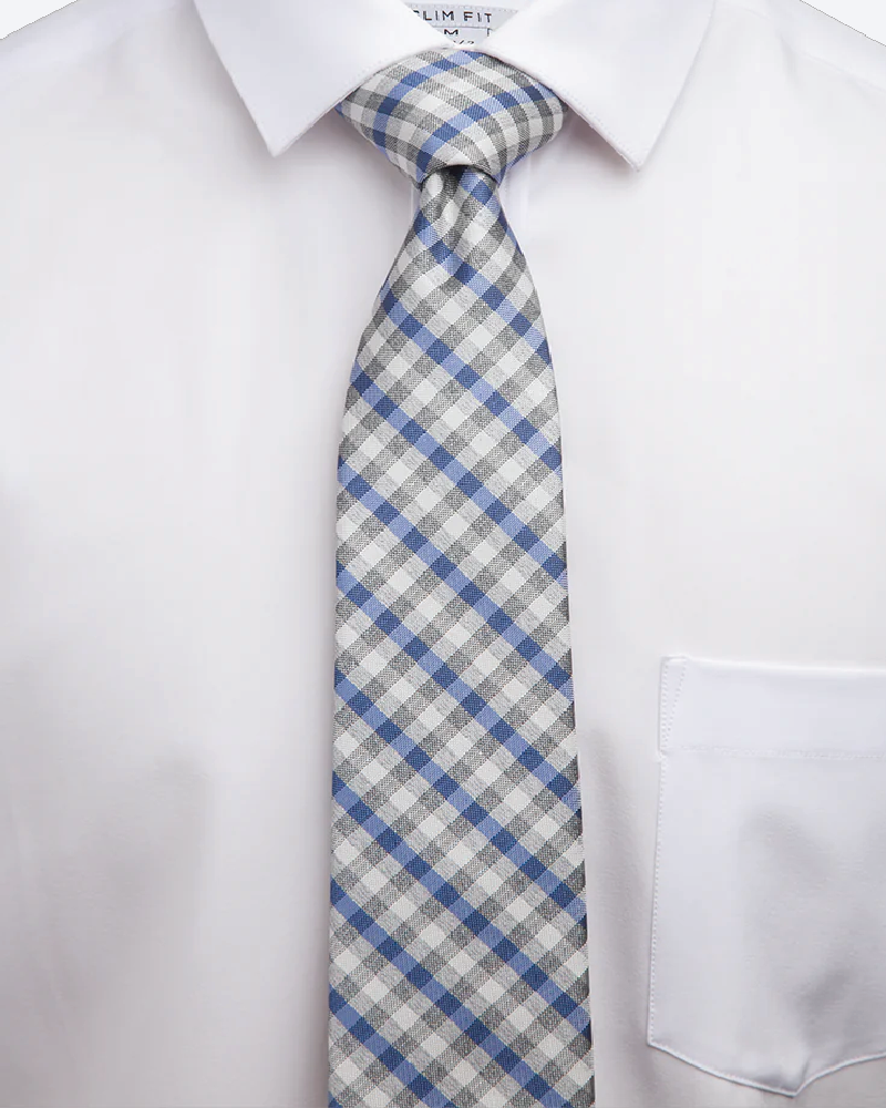 Immortal Royal Blue & Grey Checkered Dress Tie - Blue &