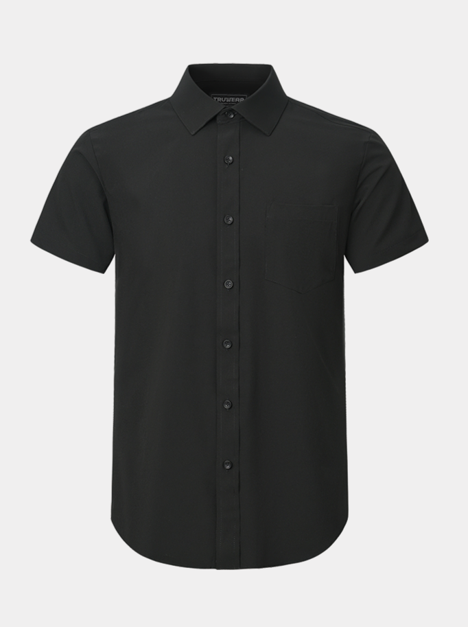 Phenom Classic Black Short Sleeve Dress Shirt - Black