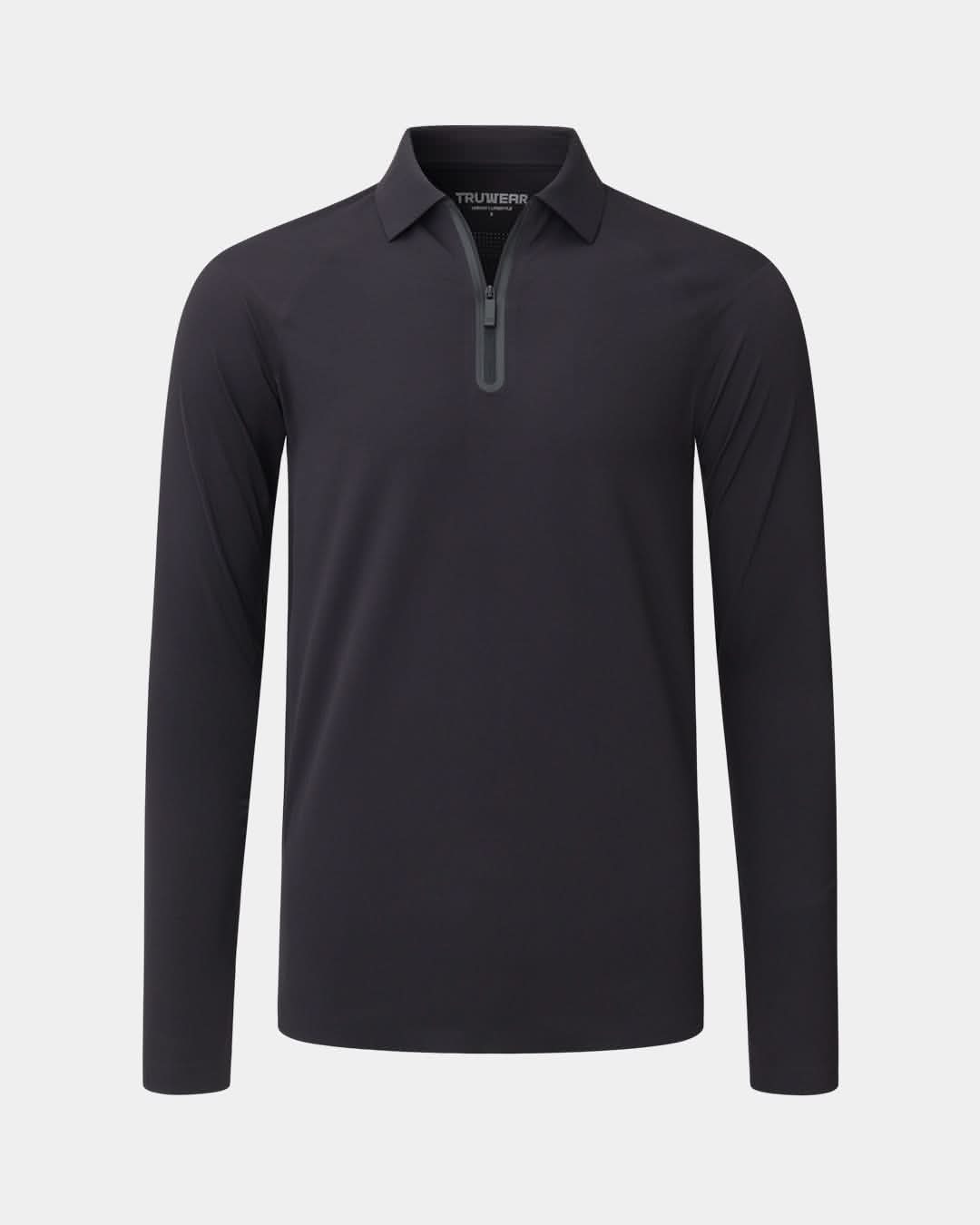 Legacy Long Sleeve Black Polo Front