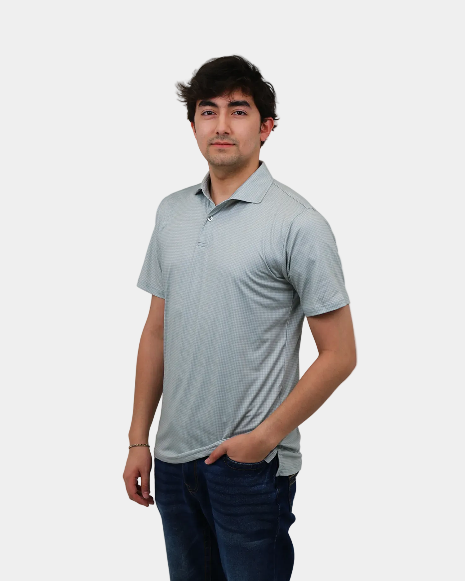 Elevation Light Grey Houndstooth Polo