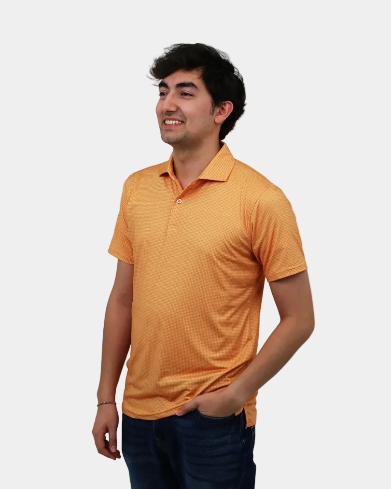 Elevation Peach Houndstooth Polo