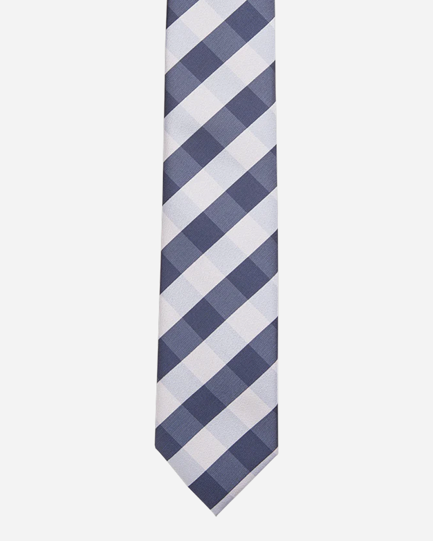 Immortal Navy Light Blue Checkered Dress Tie - Navy