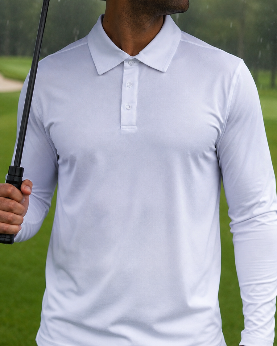 Crest 2.0 Polo Light Grey Long Sleeve - Grey