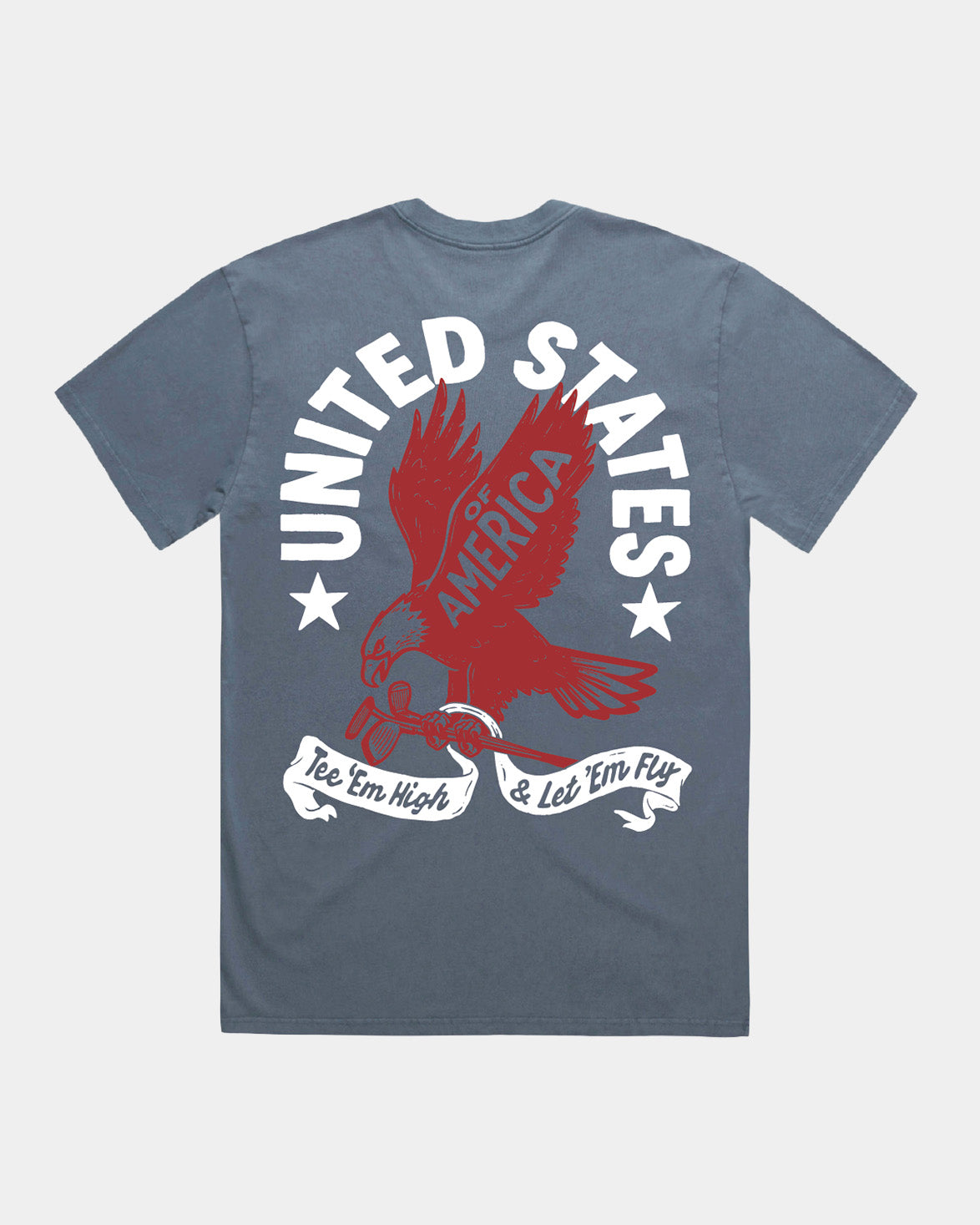 4th of July USA Eagle Faded Indigo T-shirt
