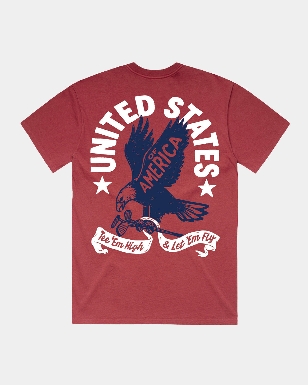 4th of July USA Eagle Faded Cardinal T-shirt