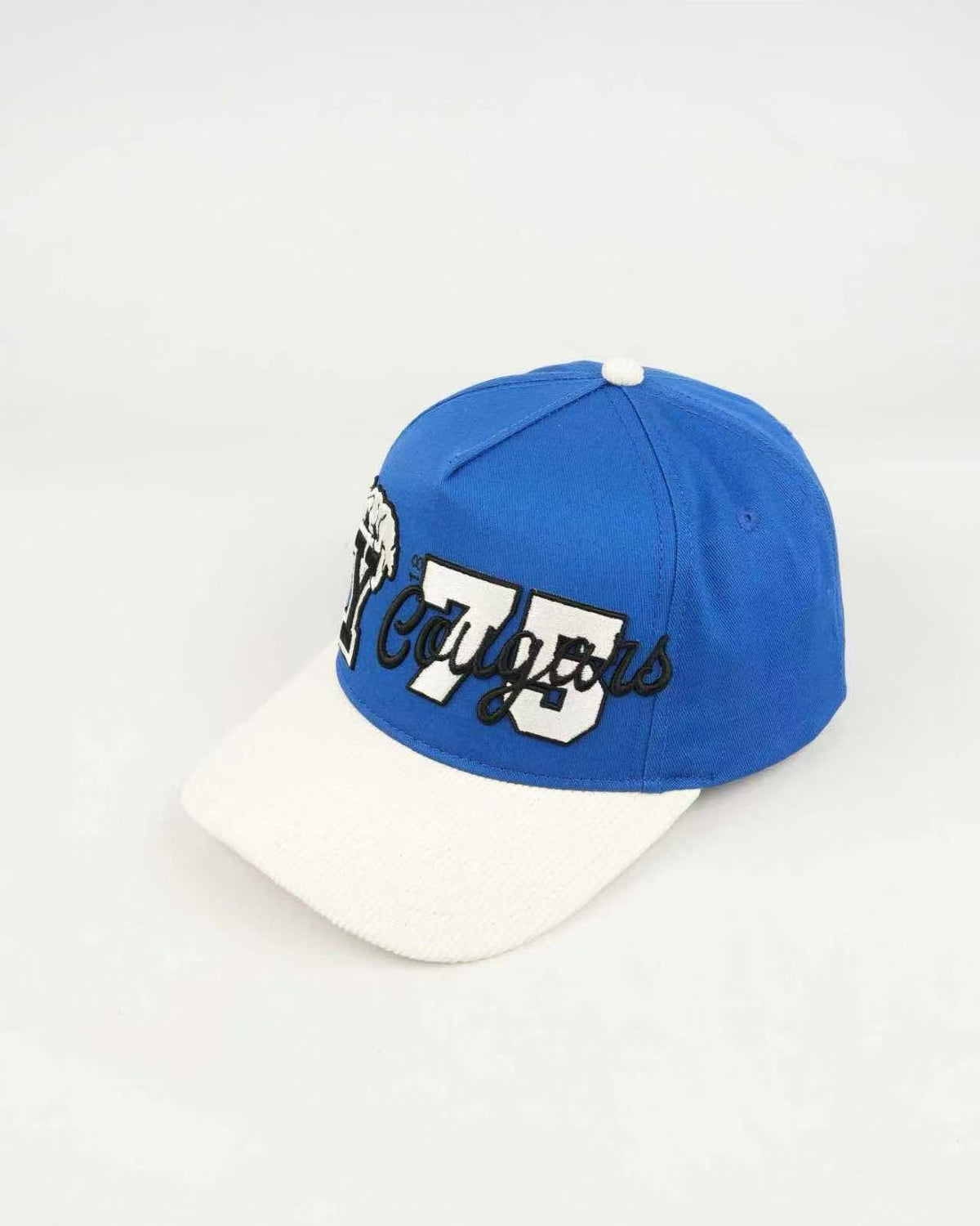 BYU Fade Hat Royal Natural Brim 2 Logo Y – side angle