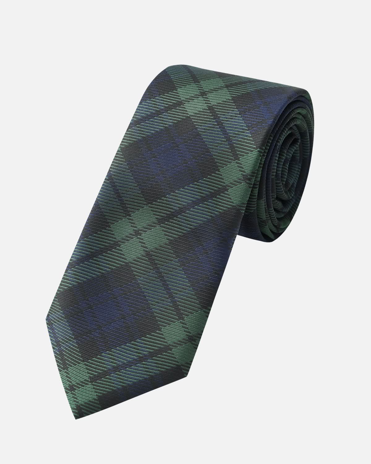 Immortal Green &amp; Navy Plaid Tie - Green &amp;