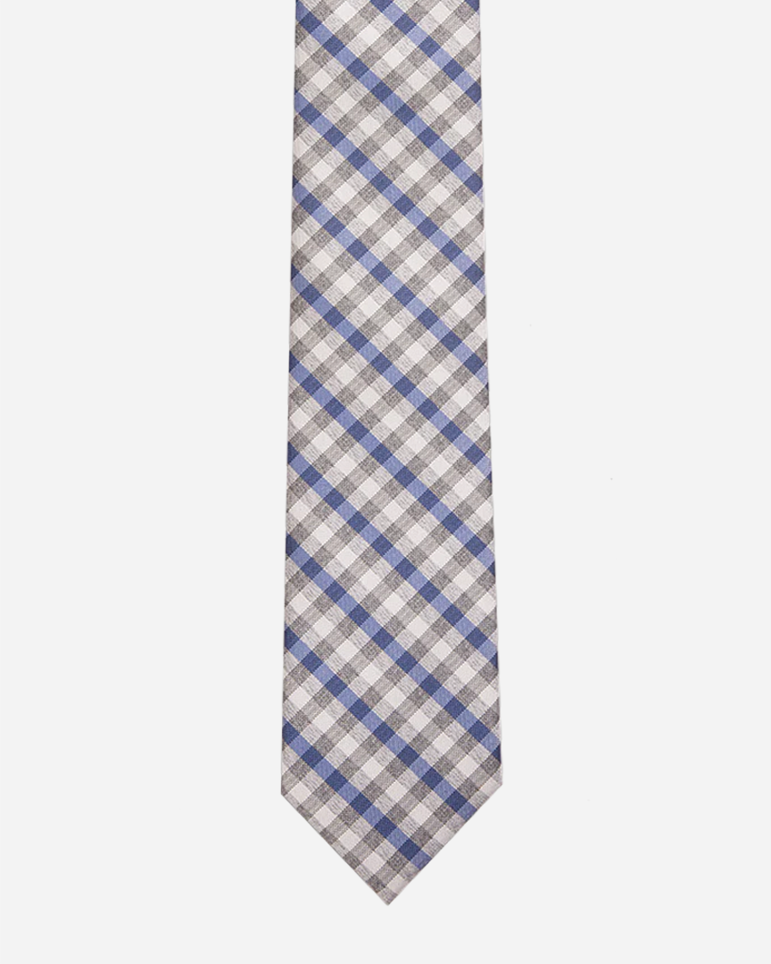 Immortal Royal Blue &amp; Grey Checkered Dress Tie - Blue &amp;