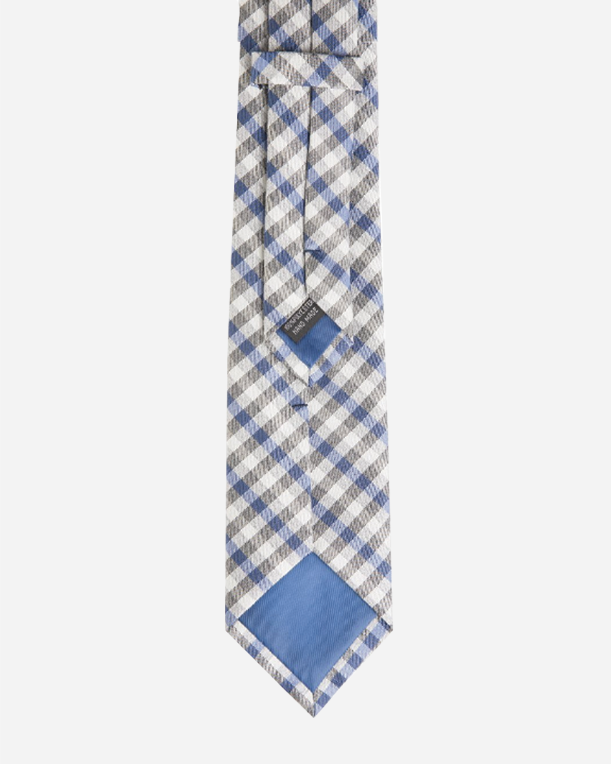 Immortal Royal Blue &amp; Grey Checkered Dress Tie - Blue &amp;