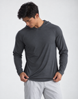 Hooded Cardinal Long Sleeve Charcoal Workout Shirt