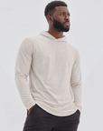 Hooded Cardinal Long Sleeve Cream Workout Shirt