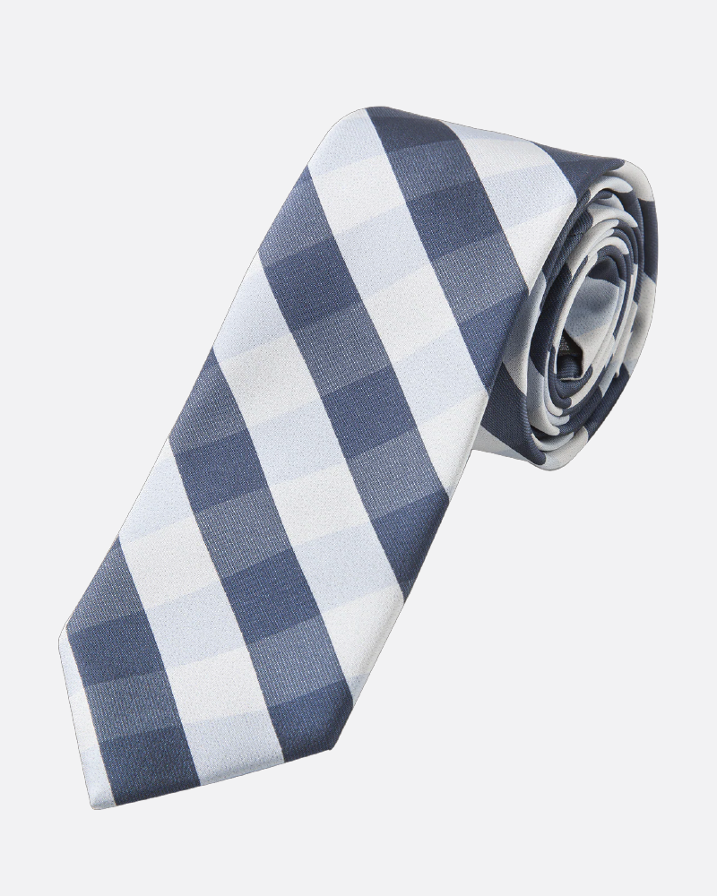 Immortal Navy Light Blue Checkered Dress Tie - Navy