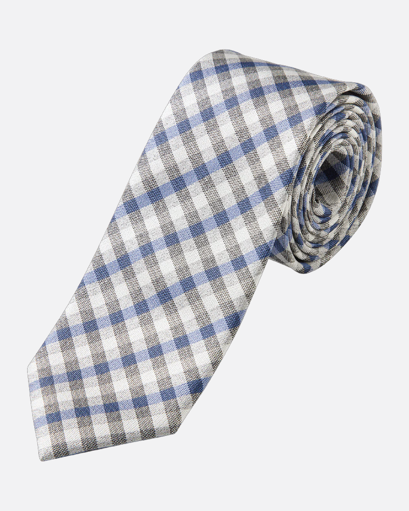 Immortal Royal Blue &amp; Grey Checkered Dress Tie - Blue &amp;