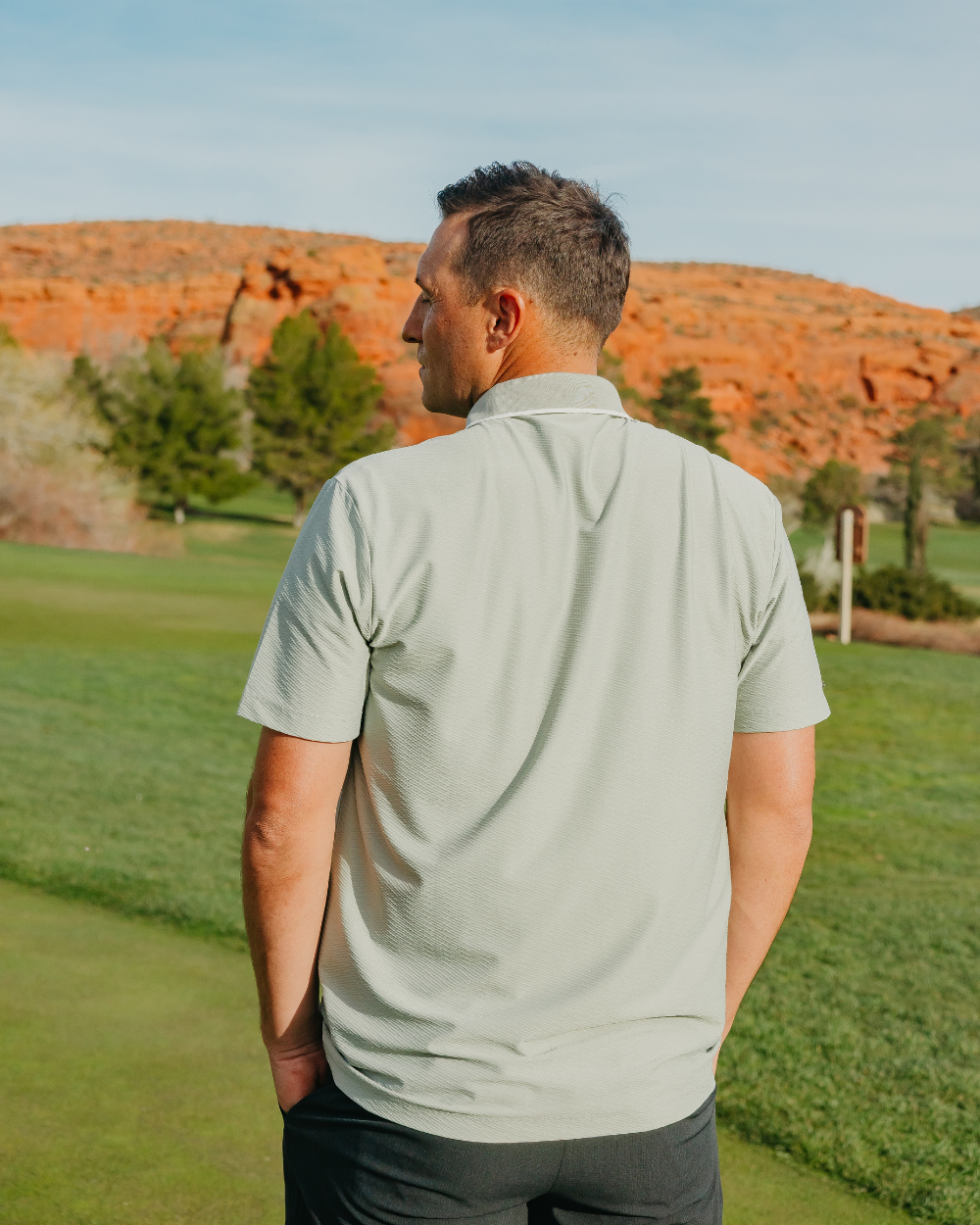 Icon Polo Slate Green Back