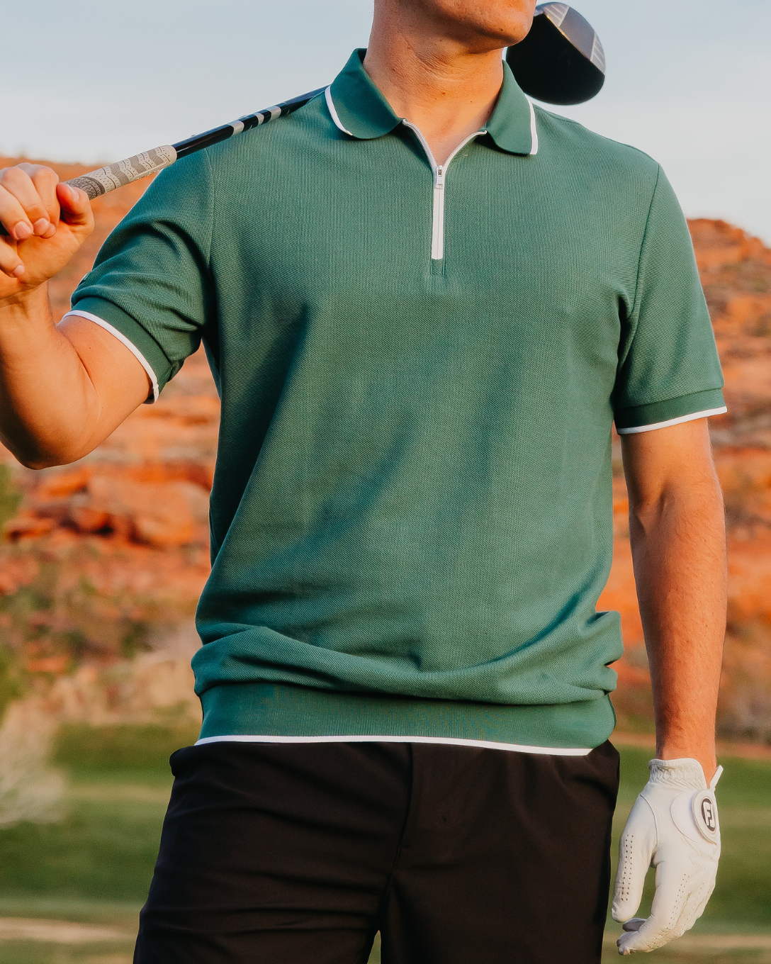 Vanguard Zip Polo Fairway Green 2