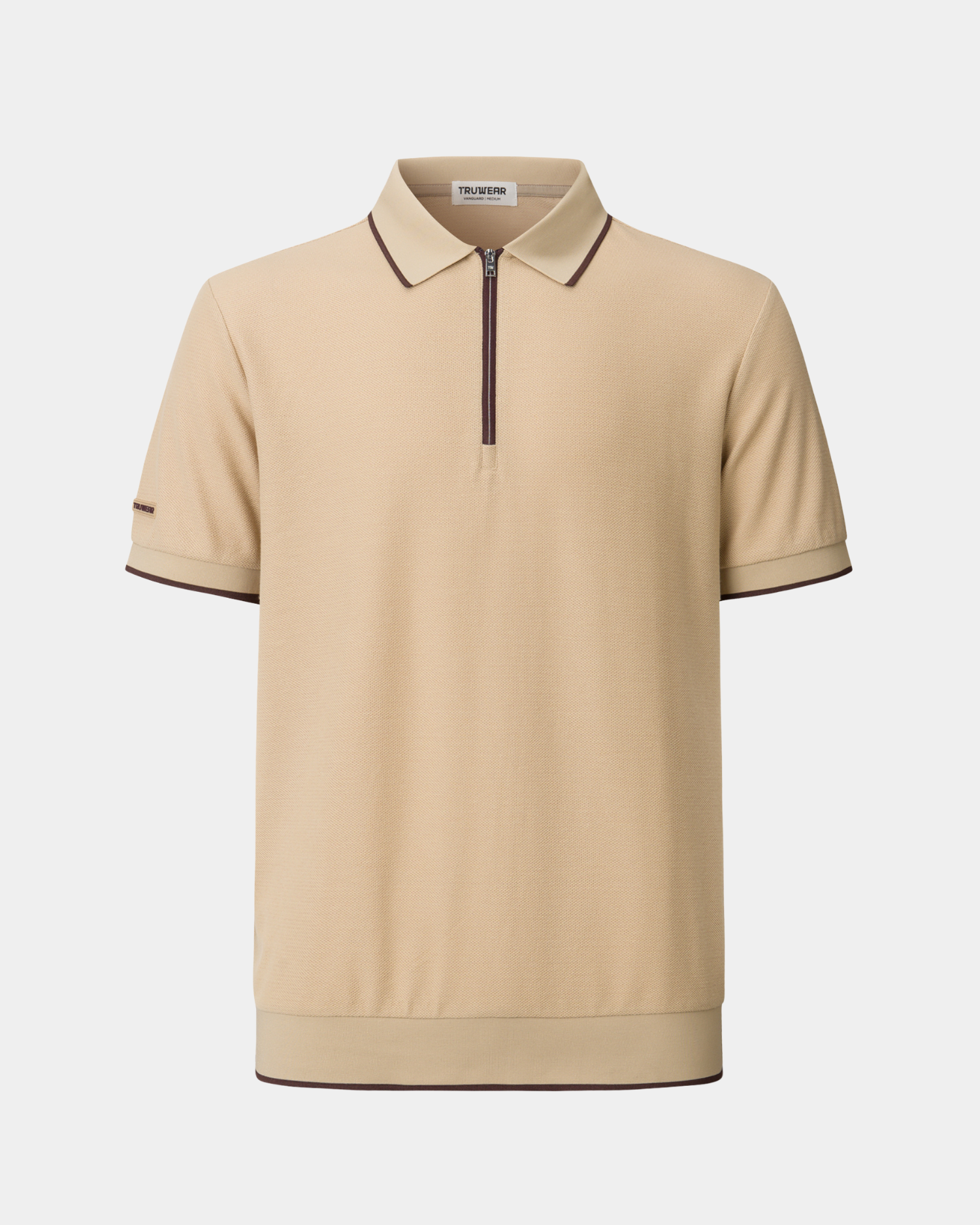Vanguard Zip Polo Tan Front