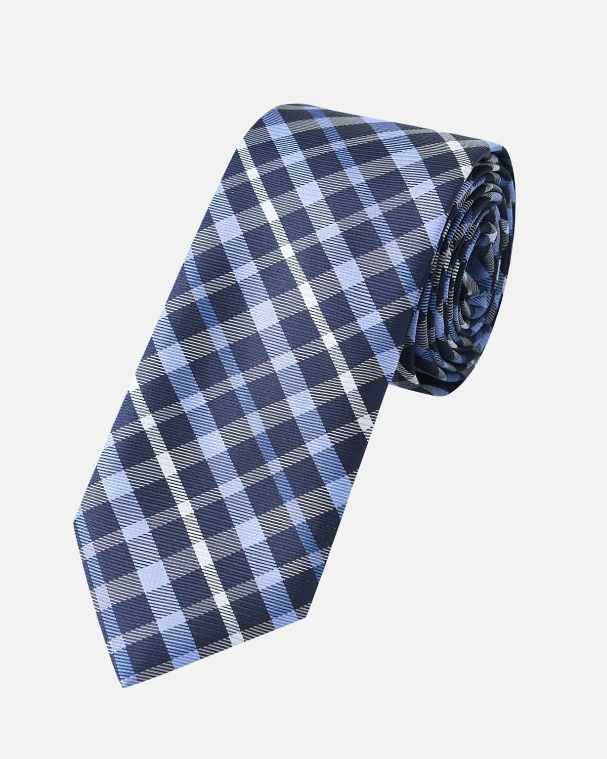 Immortal Powder Blue &amp; Navy Striped Tie - Blue &amp;