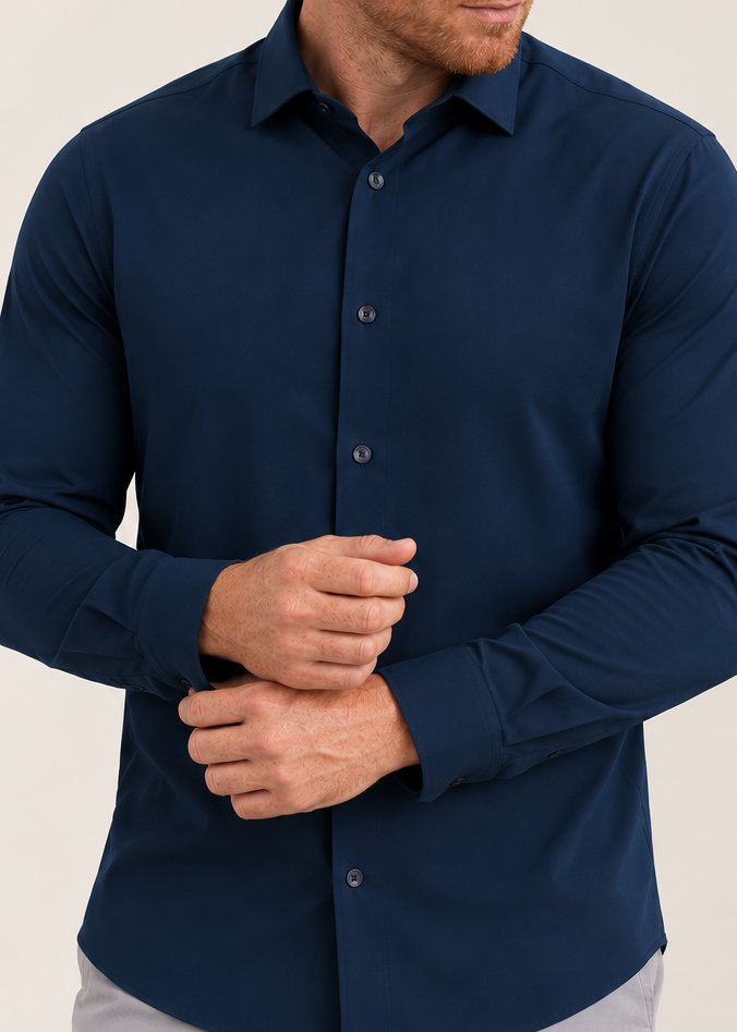 Phenom Professional Long Sleeve True Navy Dress Shirt - Navy