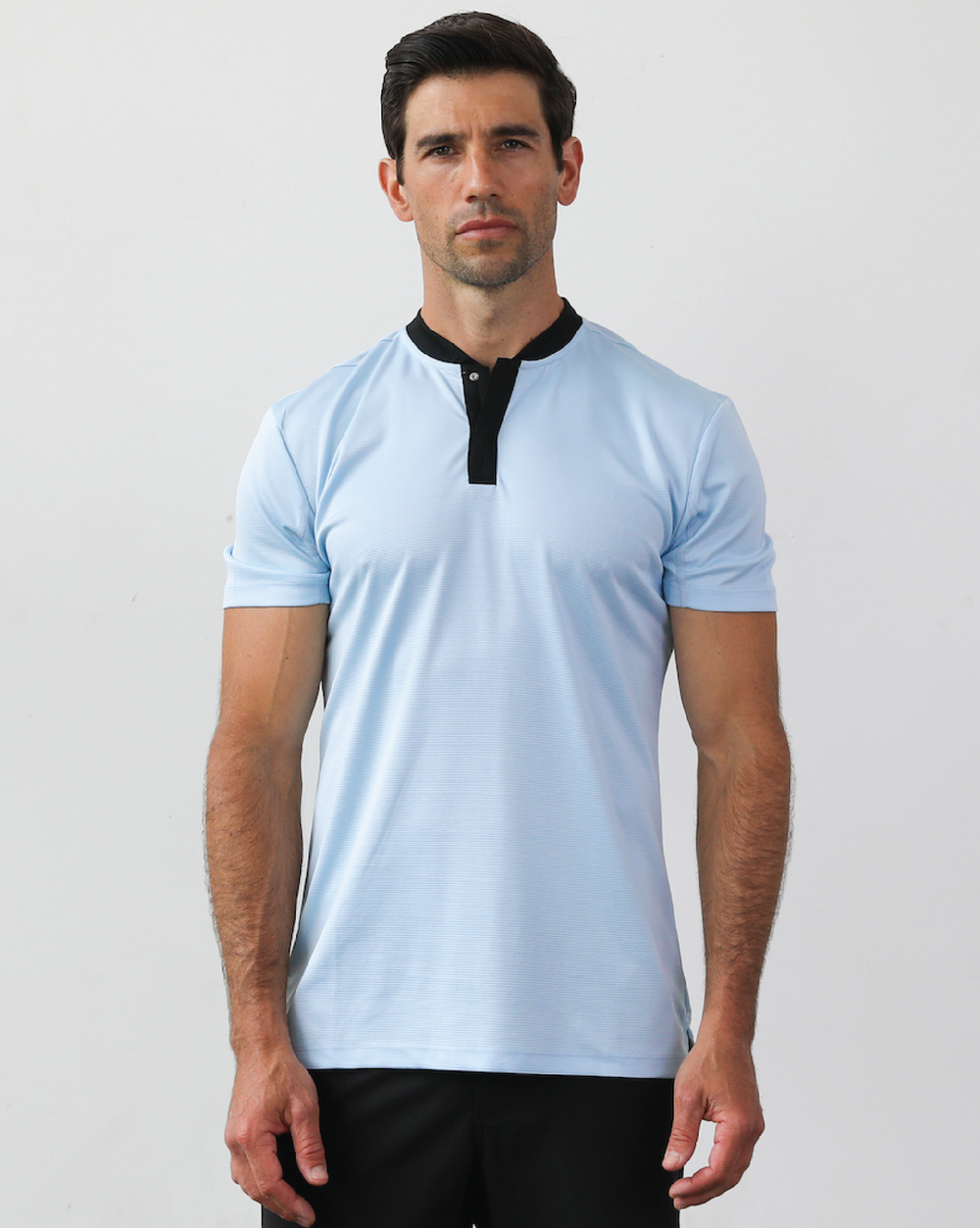 Pinnacle 2.0 Powder Blue and Black Polo