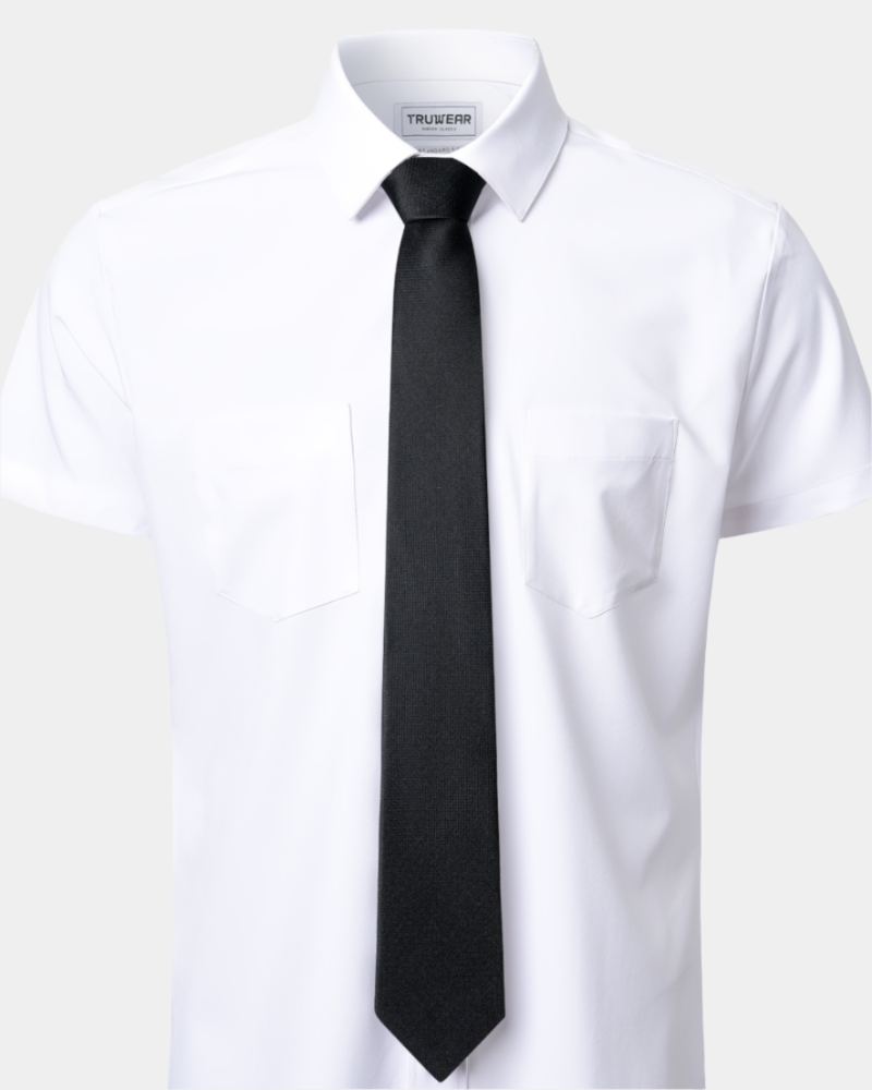Elite Silk Tie Geometric Pattern Black - Black