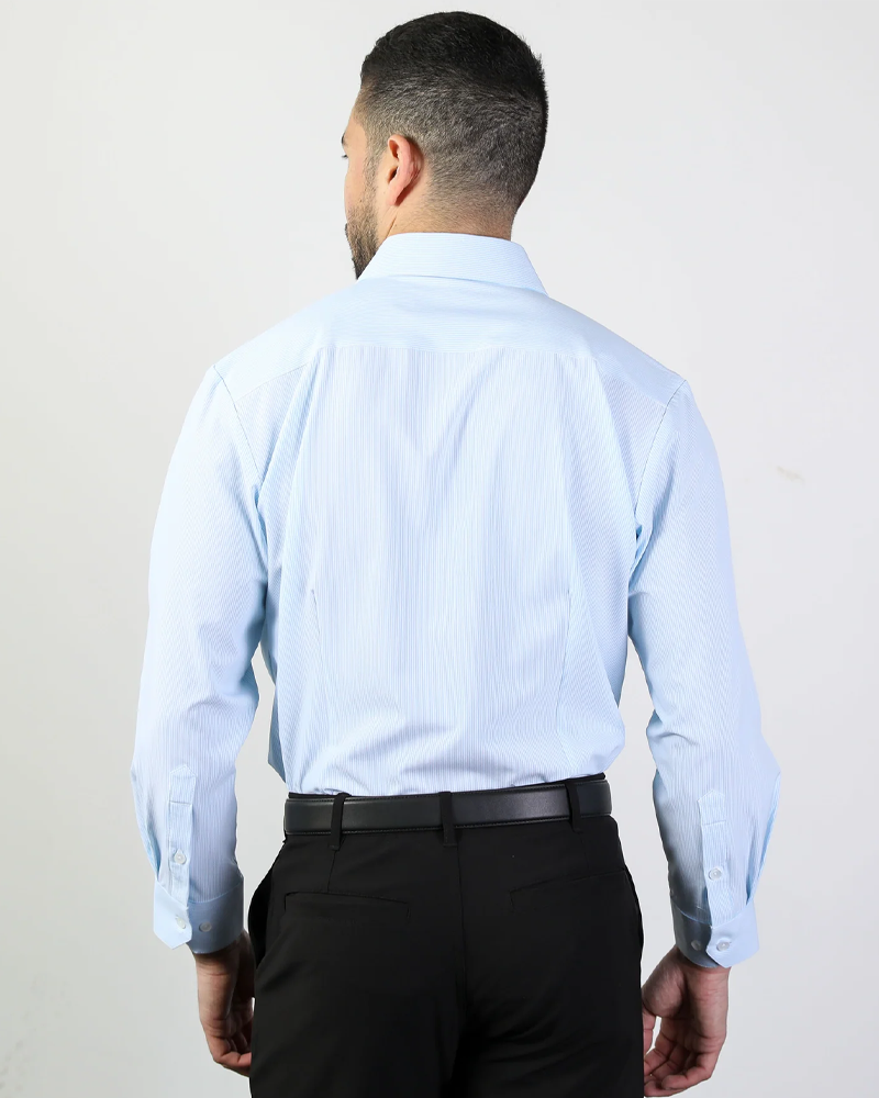 Phenom Professional Light Blue Striped Long Sleeve Men&#39;s Dress Shirt