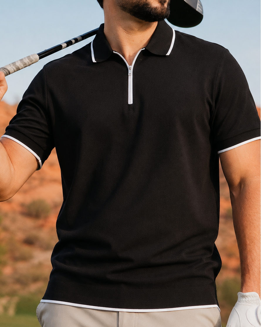 Vanguard Zip Polo Black - Black